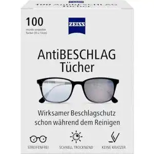 Zeiss Antibeschlag Tücher 100 Stück für klare Sicht