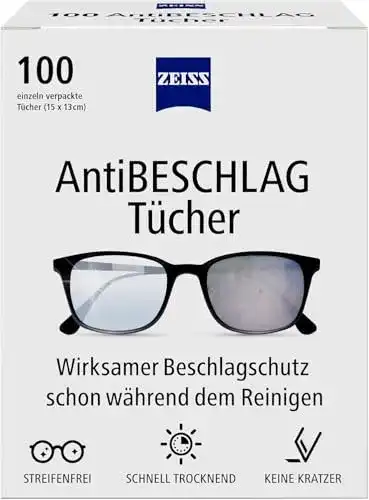 Zeiss Antibeschlag Tücher 100 Stück für klare Sicht
