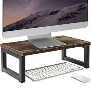 Monitorständer Oropy Vintage Holz für PC und Laptop mit Stauraum