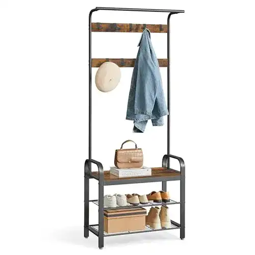 Garderobenständer Vasagle mit Schuhbank und 4-in-1 Design