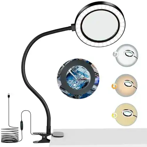 Lupenleuchte Nazano 8X mit Licht und Ständer, 3 Farbmodi, 10 Helligkeitsstufen