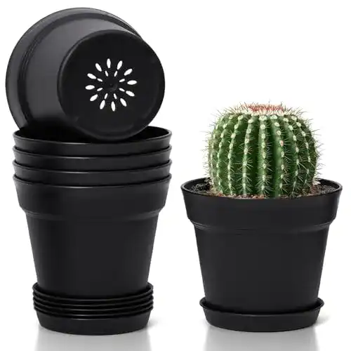 Blumentöpfe T4U 12,5 cm aus Kunststoff mit Untersetzer im 6er-Pack