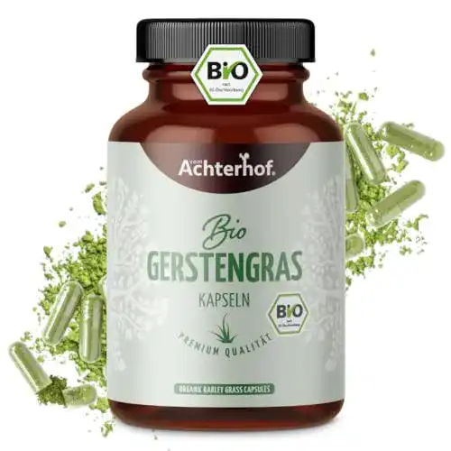 Gerstengras Kapseln Bio 180 Stück vom Achterhof, fein gemahlen