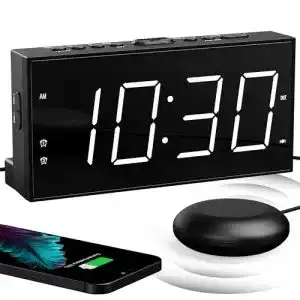 Vibrationswecker Mesqool mit Bettschüttler und USB-Ladeanschluss