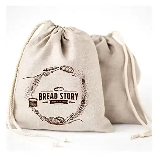 Brotbeutel aus Leinen im 2er Pack 30x40cm zur Aufbewahrung von Brot