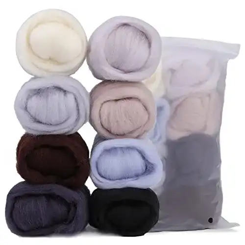Filzwolle Namner, 80 g Set mit 8 Farben für Nadel Filzarbeiten