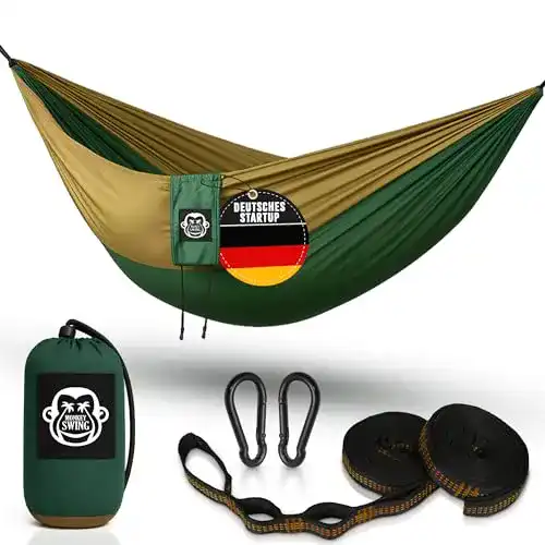 Outdoor Hängematte Monkey Swing ultraleicht mit Karabiner und Gurten