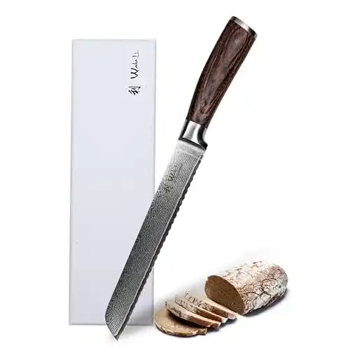 Brotmesser Wakoli EDIB aus Damaststahl mit Wellenschliff
