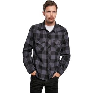 Wanderhemd Brandit Check Shirt für Herren in Schwarz-Grau aus Baumwolle