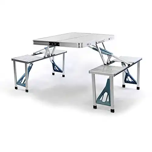 Campingtisch-Set mit Aluminiumtisch und Hockern von Nexos Trading