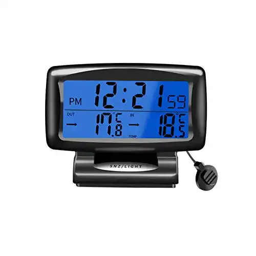 Digitales Auto-Thermometer von Asudaro mit Uhr und LED Anzeige