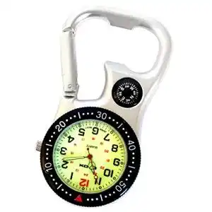 Uhr mit Kompass Klox in Weiß und Silber mit Karabiner