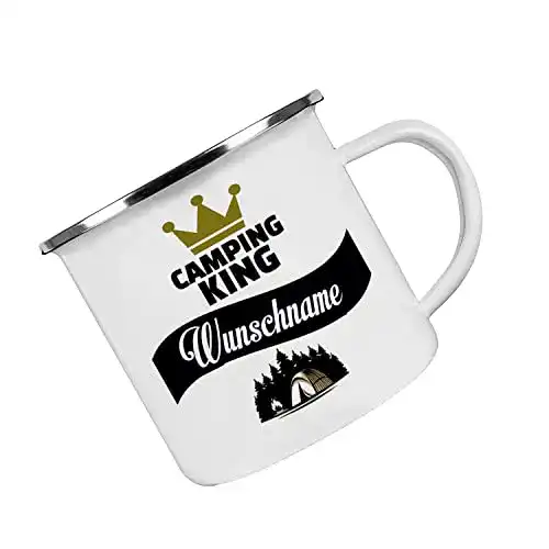 Emaille Tasse Crealuxe personalisiert für Camping und Outdoor