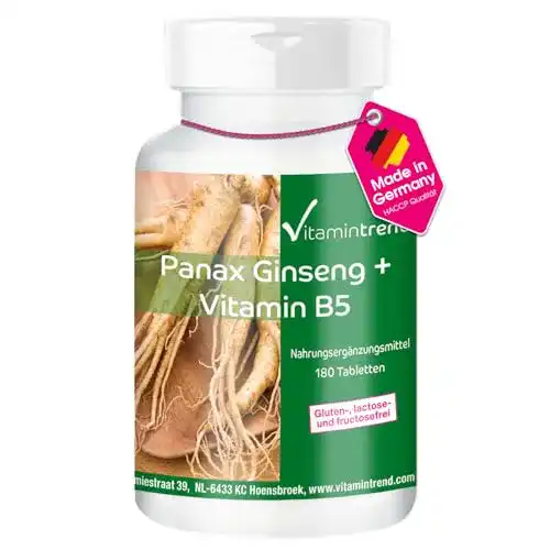 Ginseng-Kapseln mit Panax Ginseng und Vitamin B5 von Vitamintrend