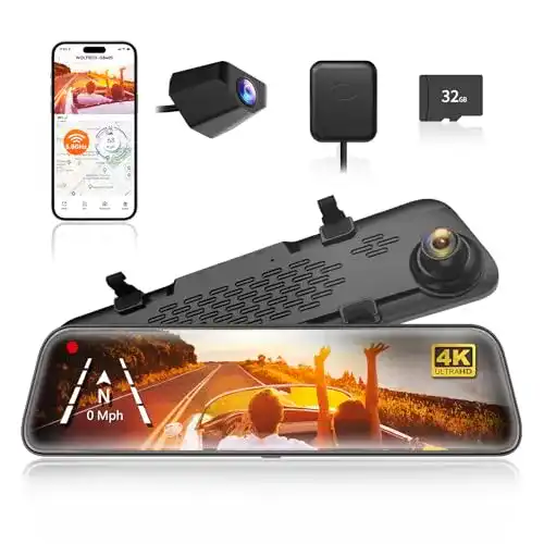 Rückspiegel-Dashcam Wolfbox G840S 12 Zoll 4K mit IPS-Touchscreen