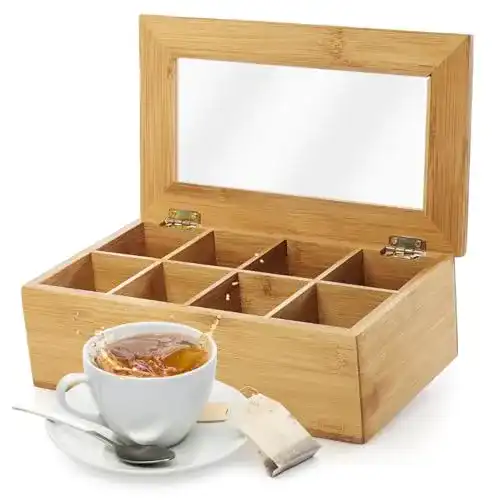 Teebox Lumaland Cuisine aus Bambus mit 8 Fächern 26 x 16 x 9 cm