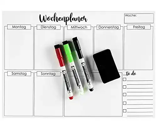 Wochenplaner Clever Gadgets magnetisch mit 3 Whiteboard-Markern