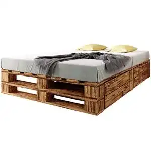Futonbett aus Holz 140 x 200 cm mit Lattenrost und Bettkästen
