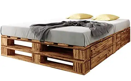 Futonbett aus Holz 140 x 200 cm mit Lattenrost und Bettkästen