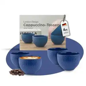 Cappuccino Tassen Melox 4er Set Porzellan Blau 4 x 200ml