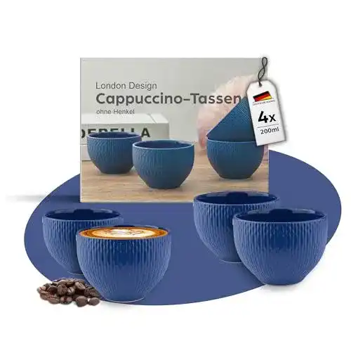 Cappuccino Tassen Melox 4er Set Porzellan Blau 4 x 200ml