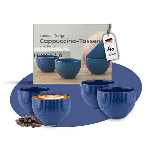 Cappuccino Tassen Melox 4er Set Porzellan Blau 4 x 200ml