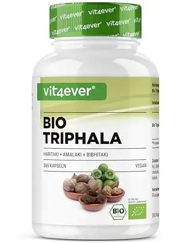 Triphala Vit4Ever Bio mit 2000 mg – 365 vegane Kapseln aus Indien