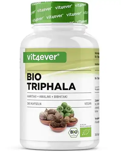 Triphala Vit4Ever Bio mit 2000 mg – 365 vegane Kapseln aus Indien