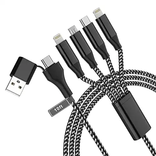 KETAKY Multi-Ladekabel 4-in-2 mit USB-C und USB-A Anschlüssen
