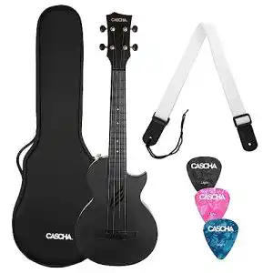 Cascha Konzert-Ukulele Carbon Fibre Set in Schwarz