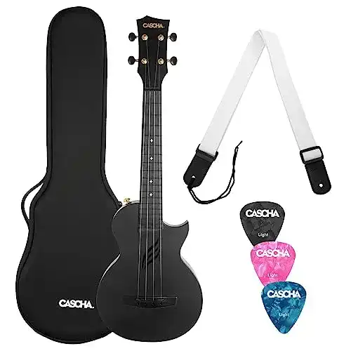 Cascha Konzert-Ukulele Carbon Fibre Set in Schwarz