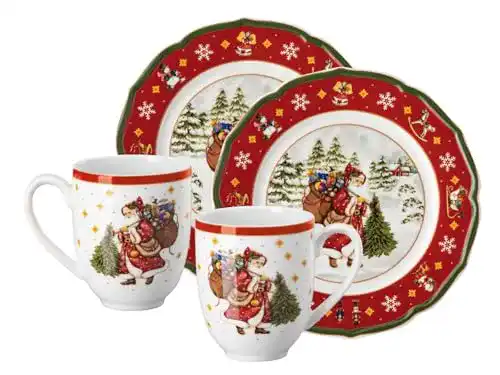 Hutschenreuther Happy Wintertime Red Weihnachtsgeschirr Set 4-teilig