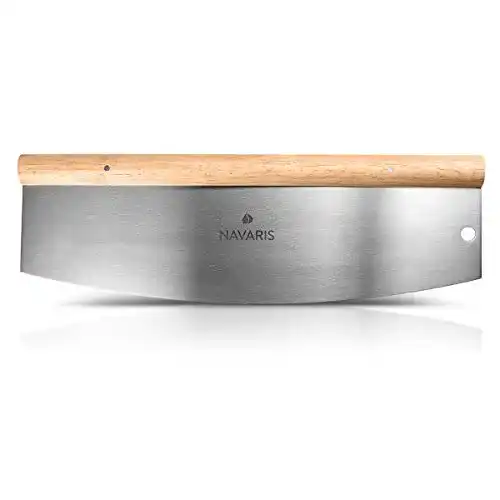 Pizzaschneider Navaris Pizzamesser Wiegemesser Edelstahl 35 cm