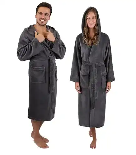 Bademantel Unisex Betz Mikrofaser für Herren und Damen – Größe S-M anthrazit