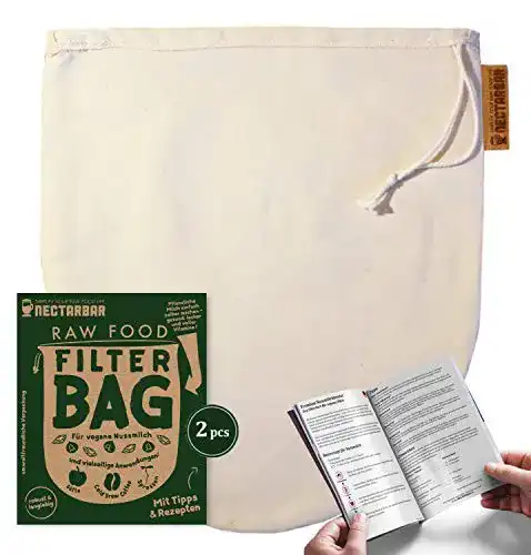 Nussmilchbeutel Nectarbar Eco aus Baumwolle im Doppelpack 25 x 30 cm