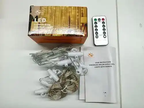 Lichtervorhang mit LED von SUNNEST, 3x3m, 300 LEDs, USB-betrieben