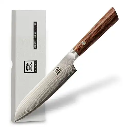 Zayiko Kasshoku Damastmesser kleines Santoku mit Pakkaholzgriff