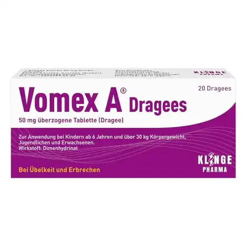 Reisetabletten Vomex A Dragees gegen Übelkeit, 20 Tabletten