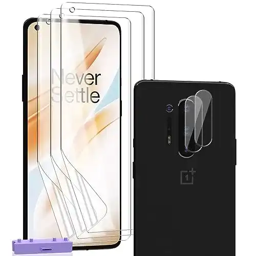 Zerrshoo Panzerglas Schutzfolie für OnePlus 8 Pro 3 Stück TPU und 2 Stück Kamera Schutzglas