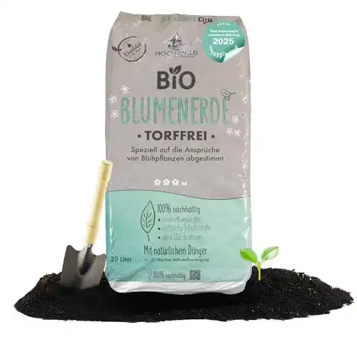 Torffreie Blumenerde Hochwald Bio 20L für Zimmer- und Balkonpflanzen