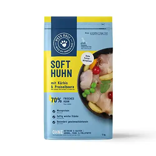 Pets Deli Soft Trockenfutter für Hunde mit Huhn, Kürbis & Preiselbeere