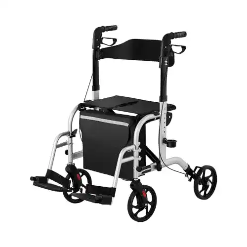 Rollator mit Fußstützen Uniprodo 2in1 als Gehhilfe und Transportstuhl