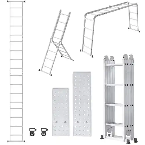 Mehrzweckleiter Froadp 470 cm aus Aluminium mit 4×4 Stufen