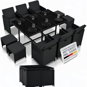 Gartenmöbelset Juskys Polyrattan Sitzgruppe Baracoa XL 11-teilig