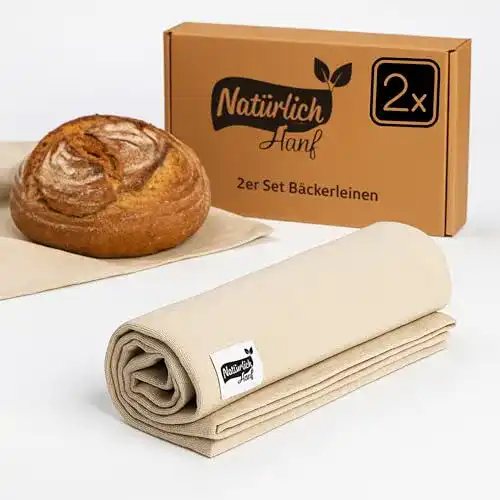 Bäckerleinen aus 100% Naturhanf im 2er-Set für Brotbacken