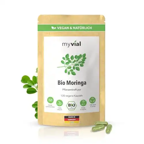 Moringa Kapseln von Myvial Bio, 120 Stück, hochdosiert, vegan