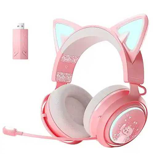 Somic Cat Ear Bluetooth Headset für PS4 und PC, 2.4GHz Wireless