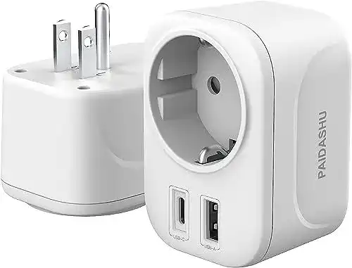 Reiseadapter für USA – PAIDASHU Reisestecker mit USB A & C