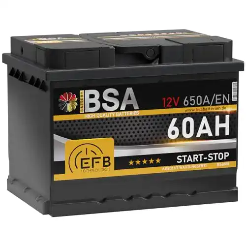 Autobatterie 60Ah BSA EFB für Start-Stopp-Systeme
