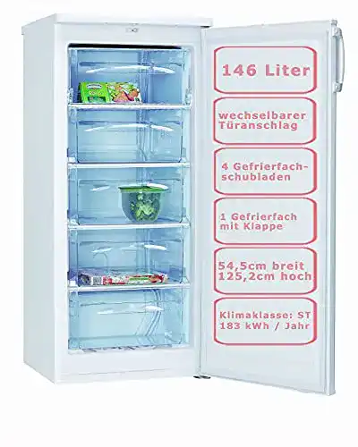Amica GS 15406 W Gefrierschrank mit 5 Schubladen und 146 Litern Volumen